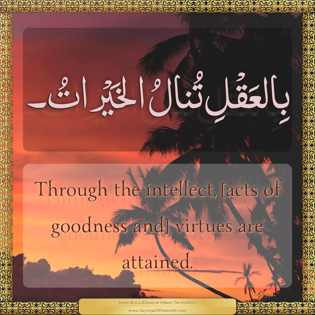 Through the intellect, [acts of goodness and] virtues are attained.